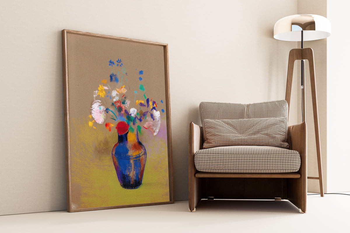 Odilon Redon — Flowers on a Grey Background | Symbolist Art Print