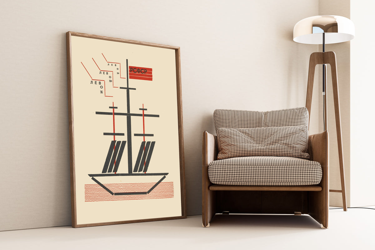 El Lissitzky — For the Voice: Left March (Ship) | Constructivist Typography Print