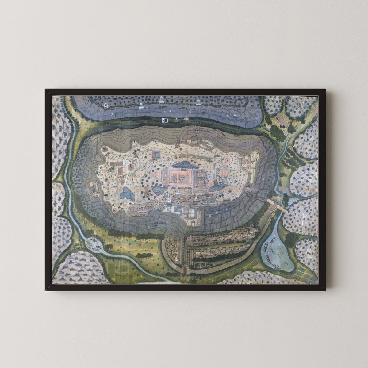 Jaipur school — Fortified City of Ranthambhor | Indian Painted Map Print