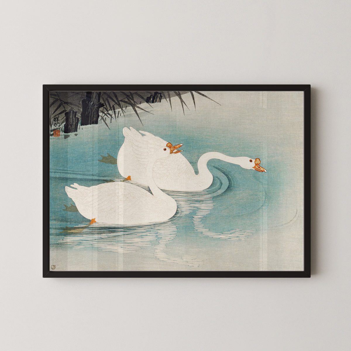 Ohara Koson — Geese amid Reeds | Japanese Bird & Flower Woodblock Print