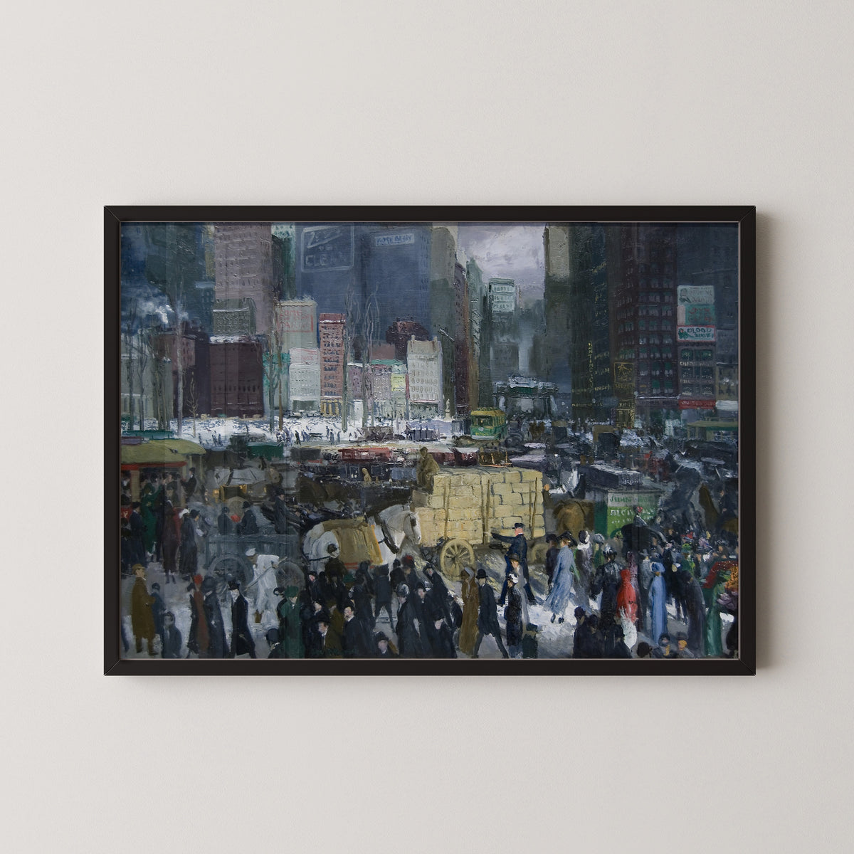 New York by George Bellows — in a black frame on a pale wall