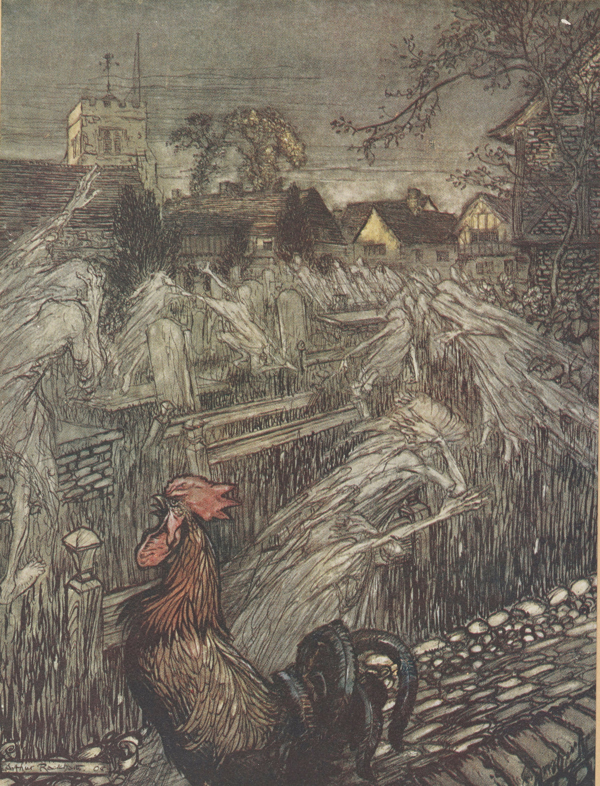 Arthur Rackham — Ghosts, Wandering Here and There, Troop Home to Churchyards | Shakespeare Illustration Print
