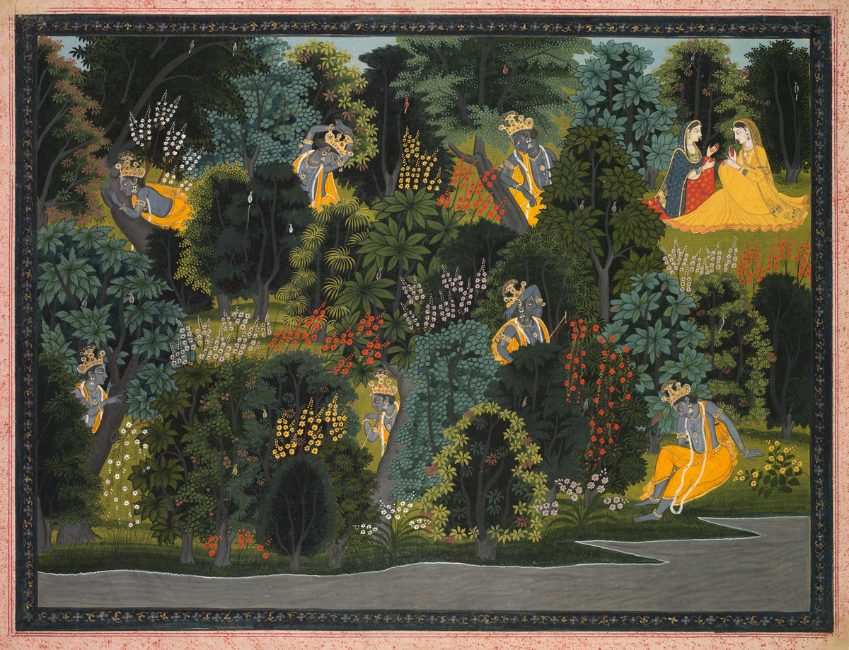 Pahari school — Gita Govinda: Krishna's Longing for Radha | Indian Miniature Painting Print