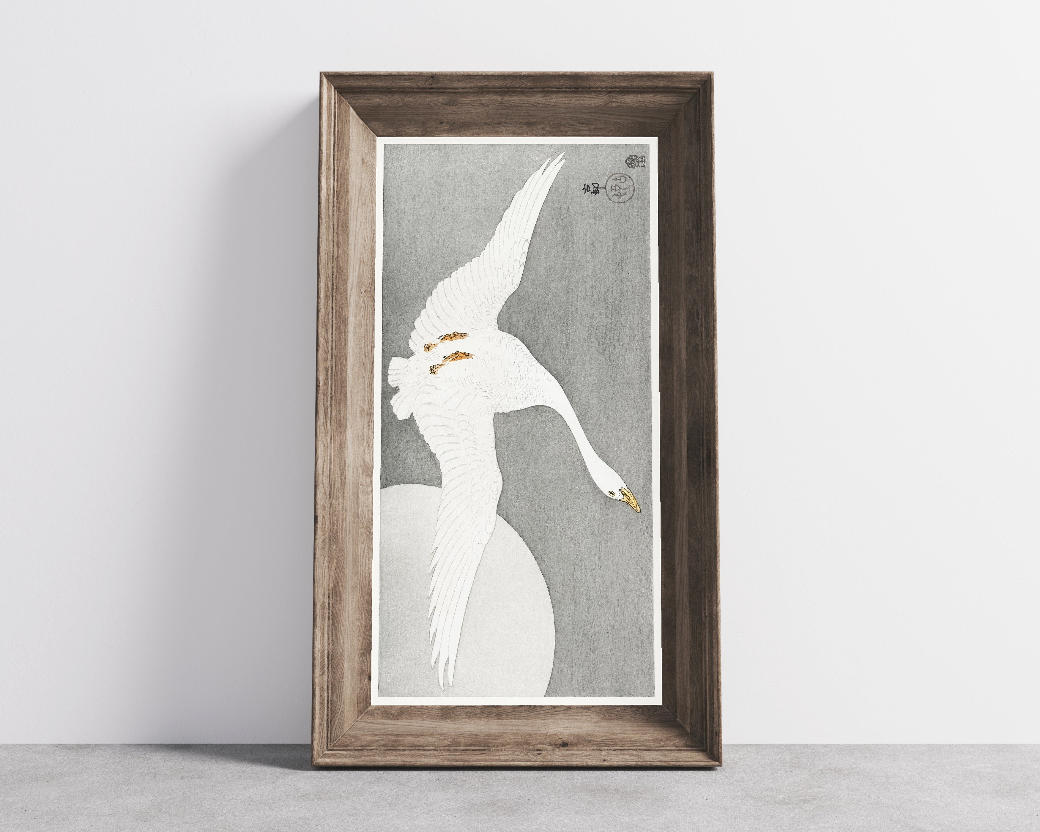 Ohara Koson — Goose at Full Moon | Japanese Bird & Flower Woodblock Print