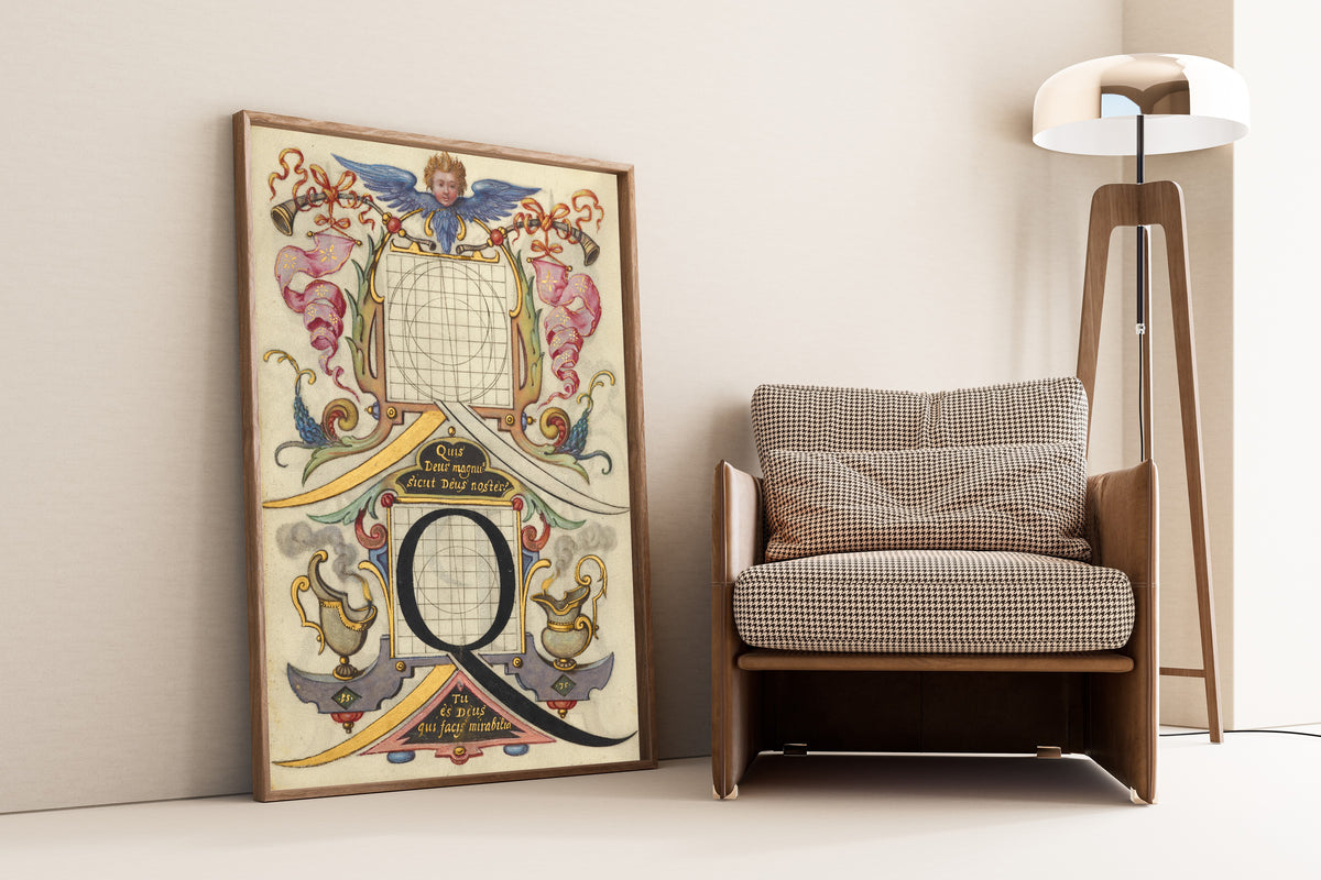Joris Hoefnagel — Guide for Constructing the Letter Q | Illuminated Calligraphy Print