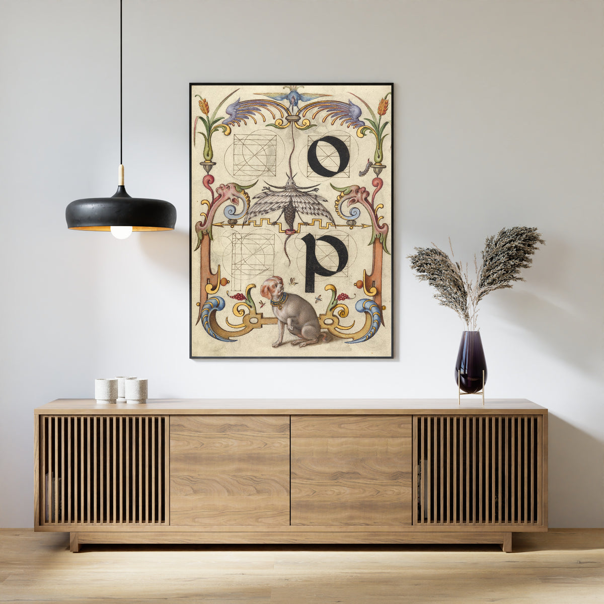 Joris Hoefnagel — Guide for Constructing the Letters o and p | Illuminated Calligraphy Print