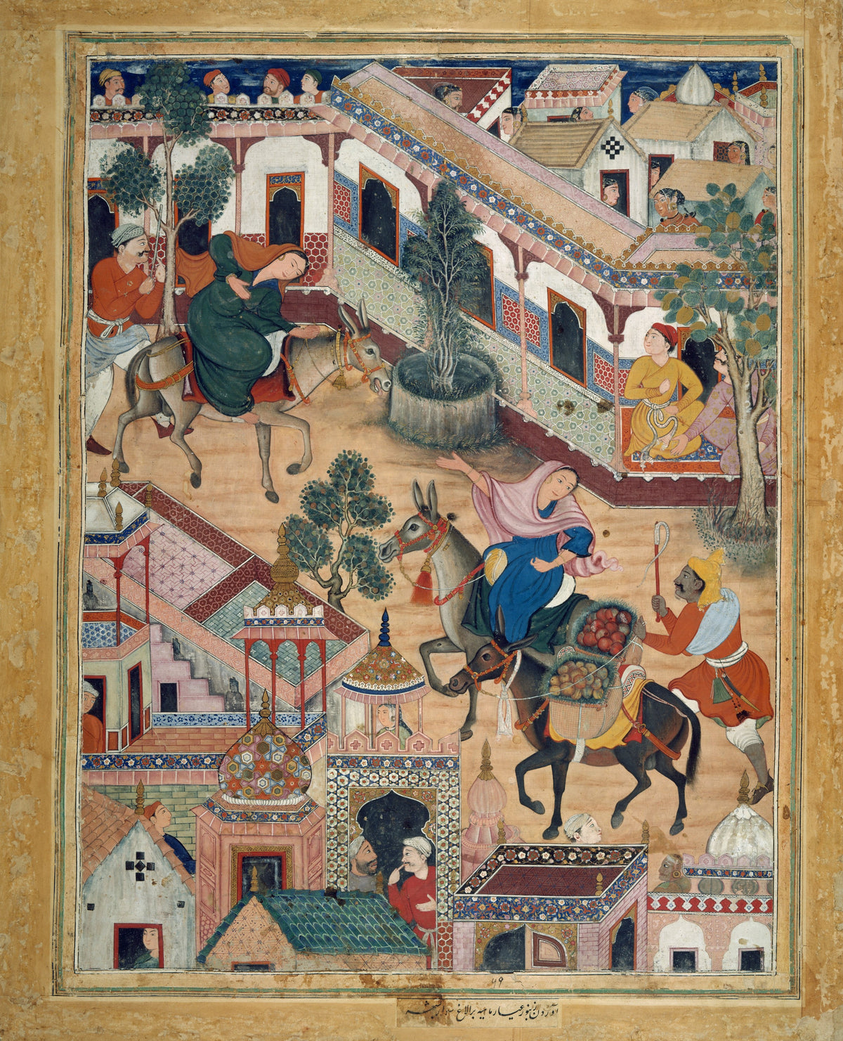 Kesav Das (attributed) and Mah Muhammad (attributed) — Hamzanama: The Spy Zambur Brings Mahiya to the City of Tawariq | Mughal Painting Art Print