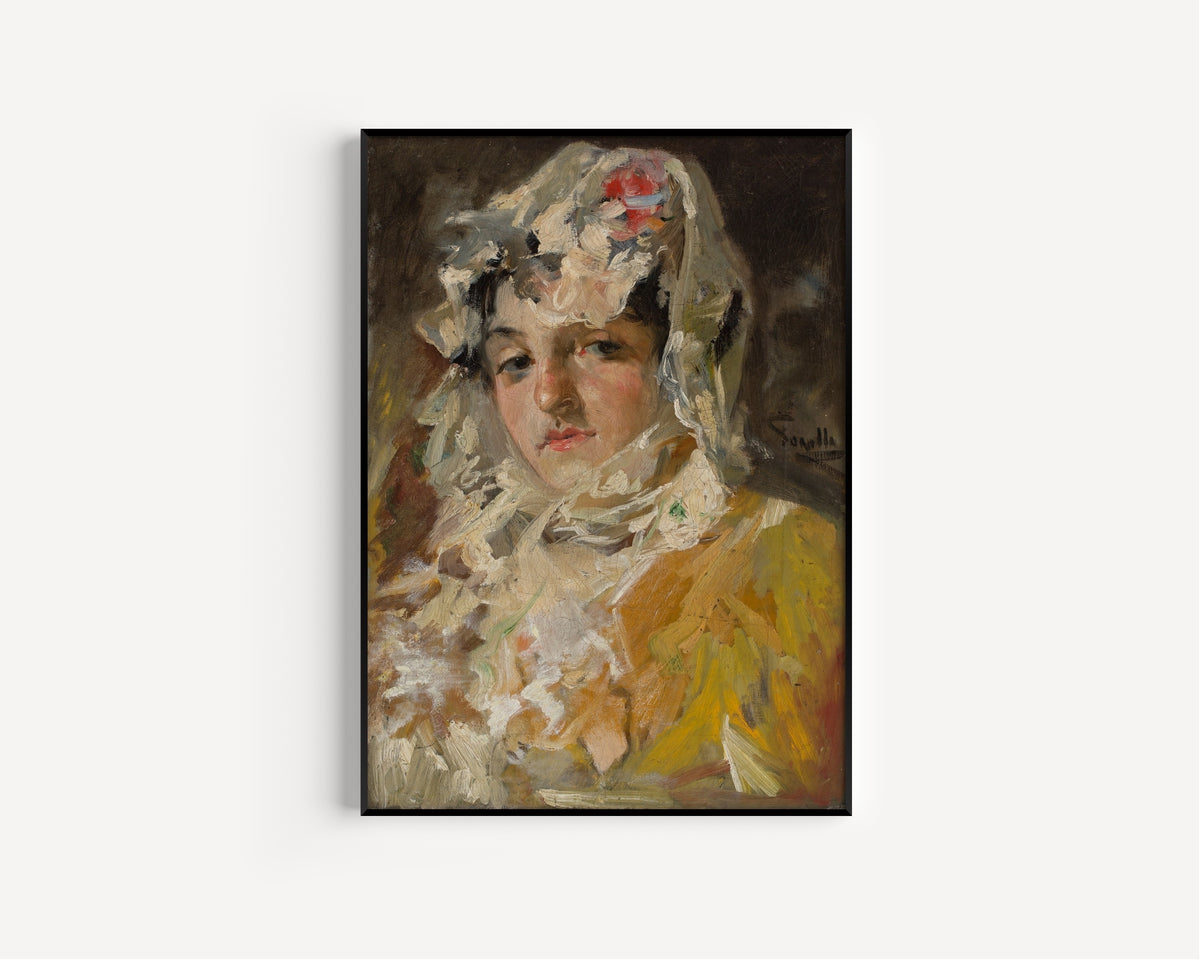 Joaquín Sorolla — Head of a Woman with a White Mantilla | Fine Art Print