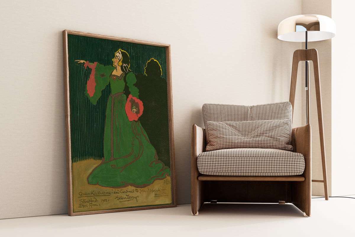 Pamela Colman Smith — Henry VIII: Ellen Terry as Queen Katharine | Shakespeare Illustration Print