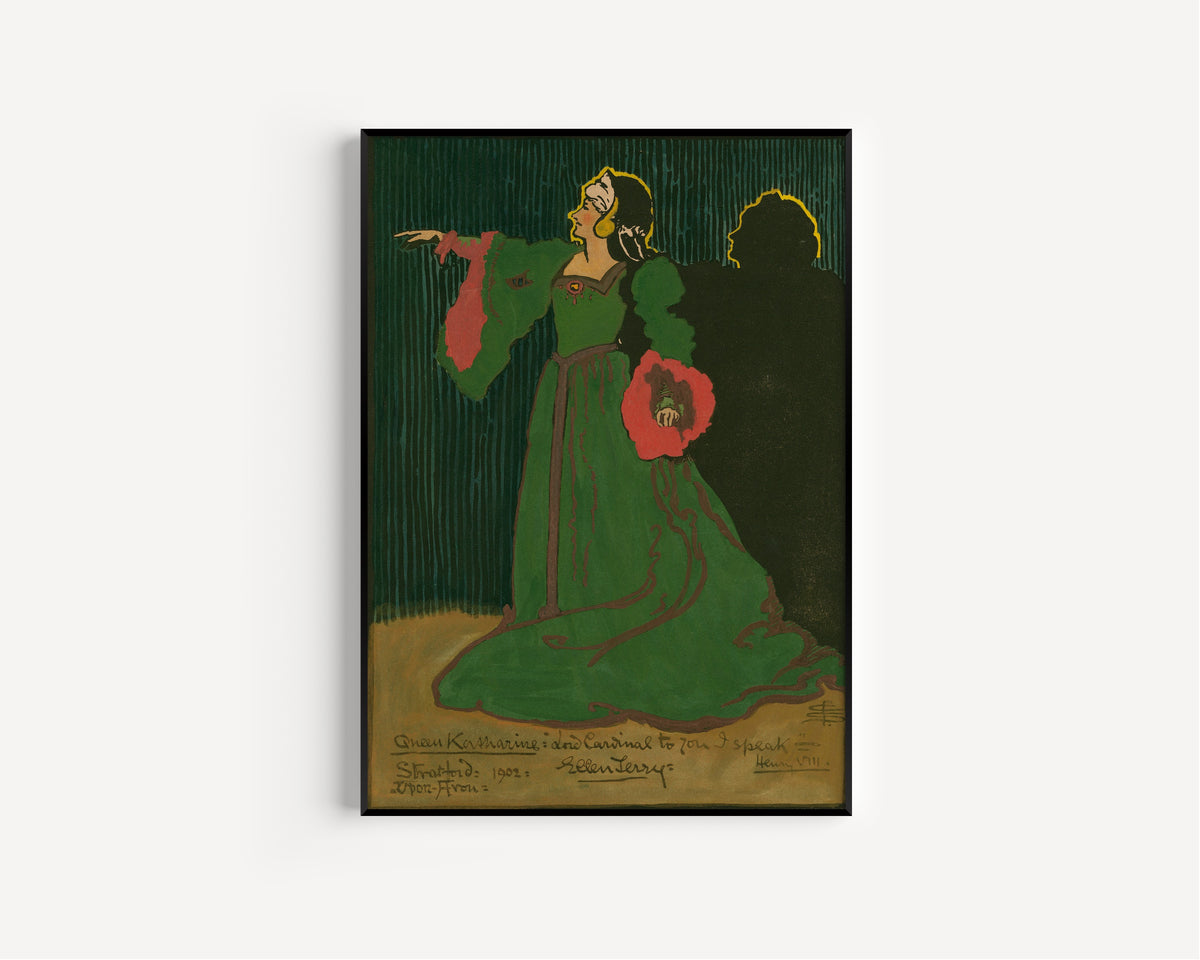 Pamela Colman Smith — Henry VIII: Ellen Terry as Queen Katharine | Shakespeare Illustration Print