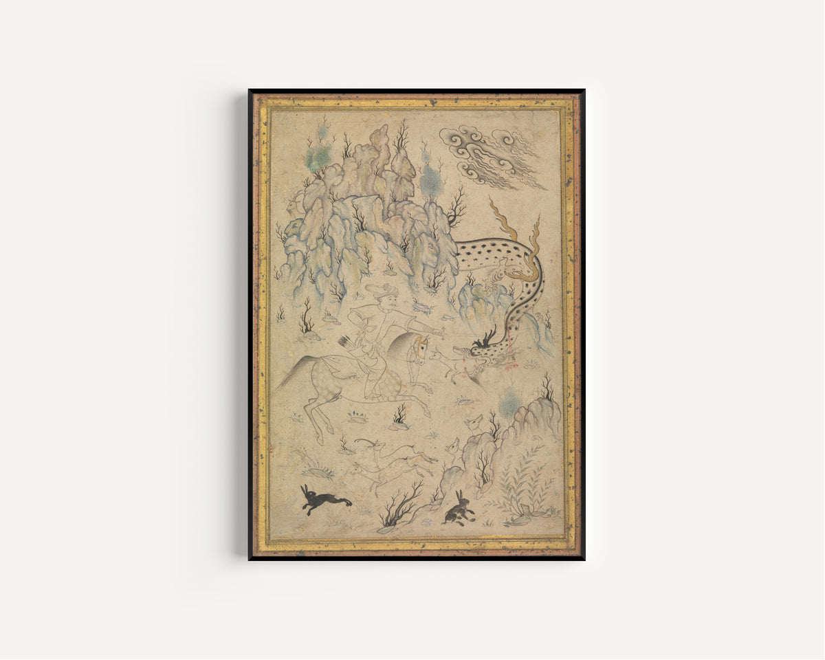 Hero and Dragon | Persian Drawing Art Print
