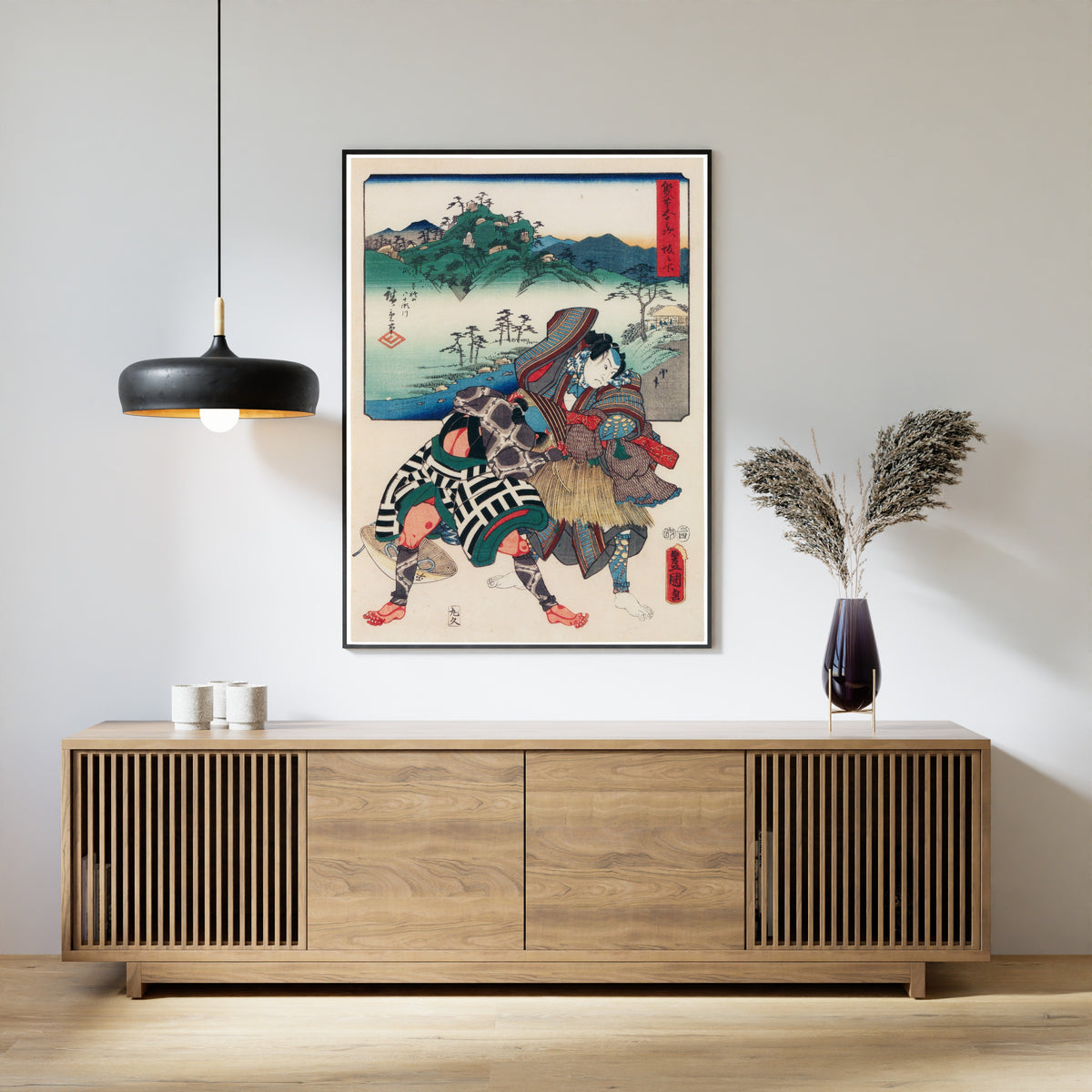 Utagawa Hiroshige & Utagawa Kunisada — Fifty-three Stations by Two Brushes: Sakanoshita | Japanese Woodblock Print (Ukiyo-e)