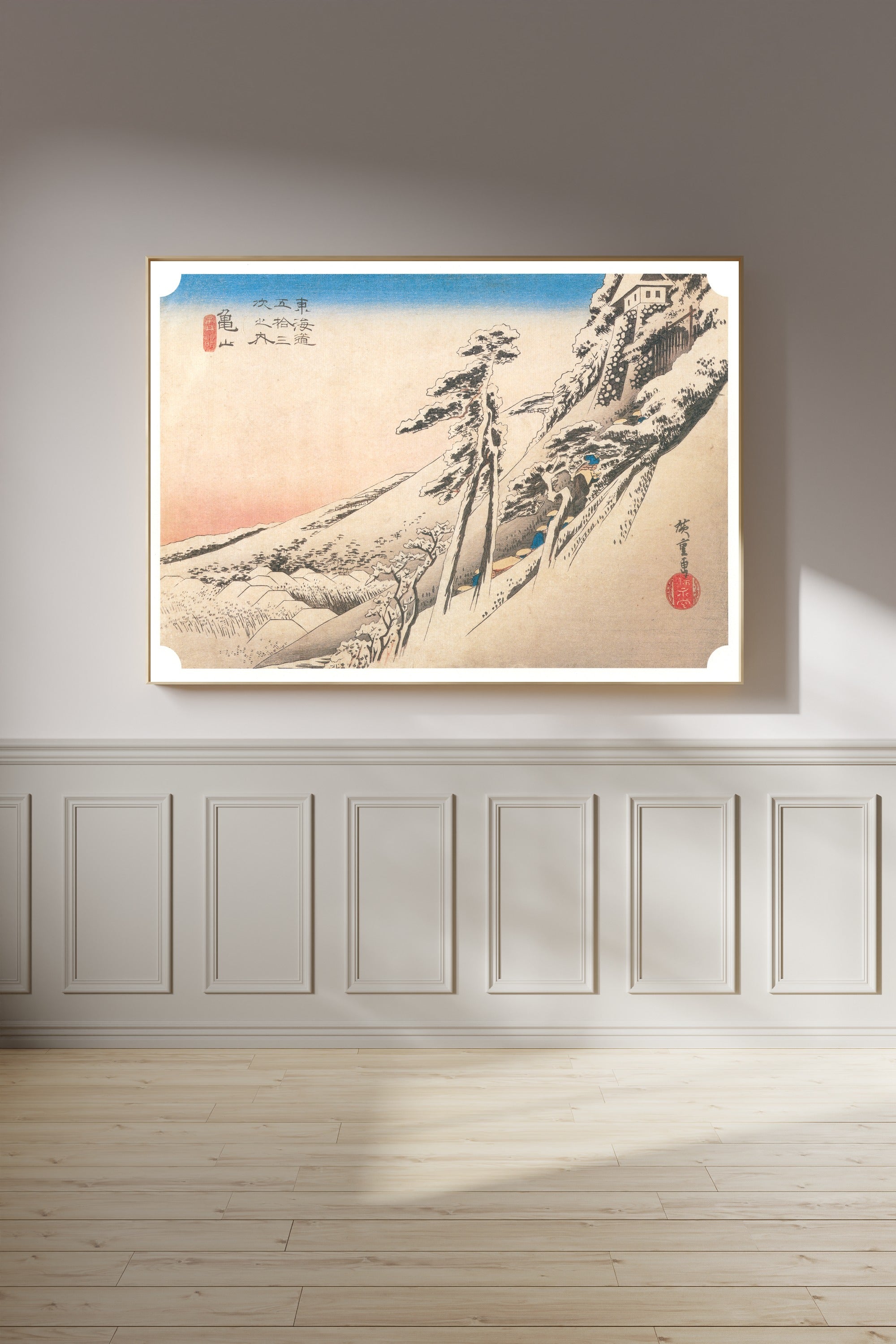 Utagawa Hiroshige — Kameyama, Clear Weather after Snow | Japanese Woodblock Print (Ukiyo-e)