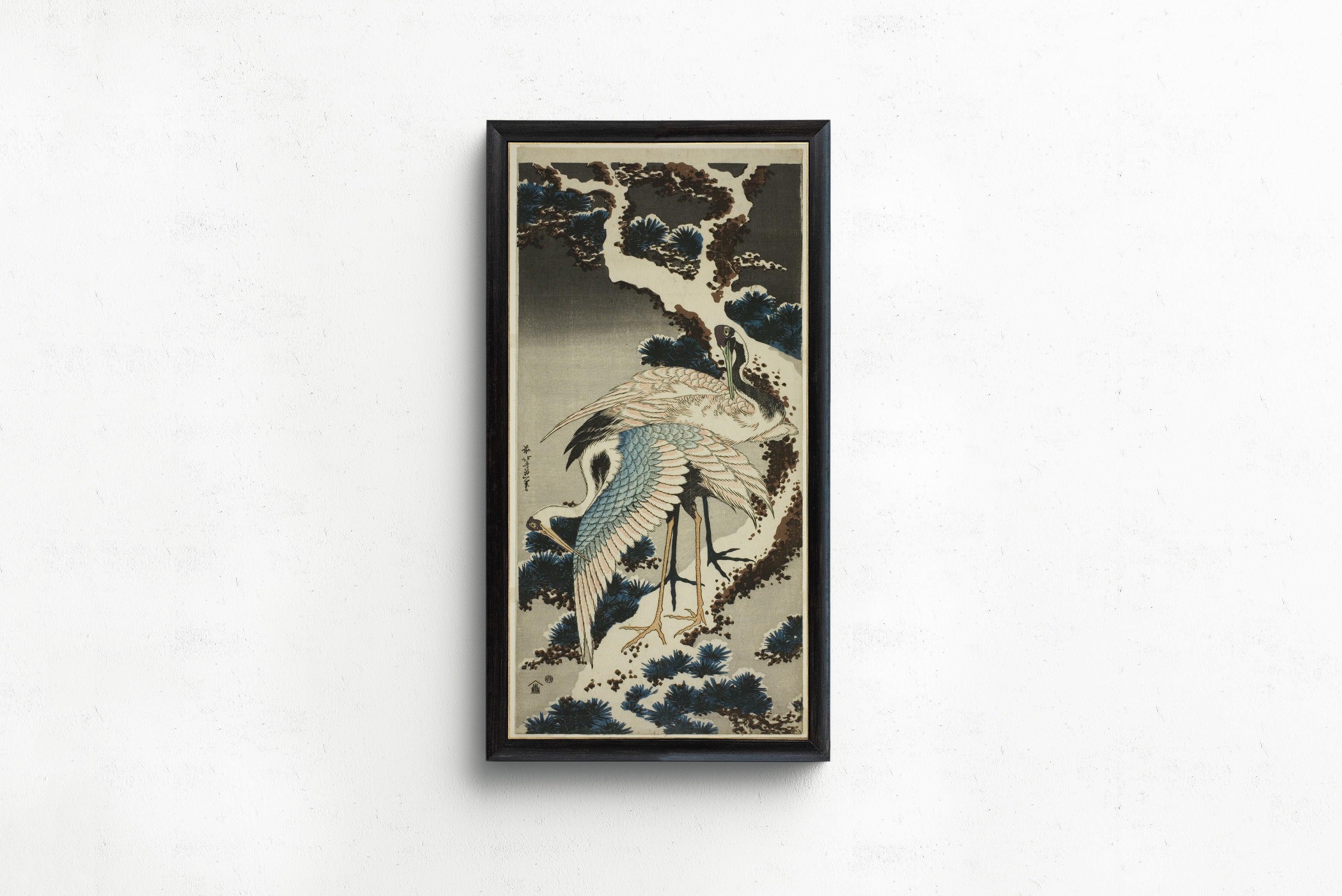 Katsushika Hokusai — Cranes on Snow-covered Pine | Japanese Woodblock Print (Ukiyo-e)