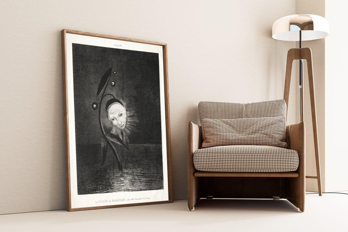 Odilon Redon — Homage to Goya: The Marsh Flower, a Sad Human Head | Symbolist Art Print