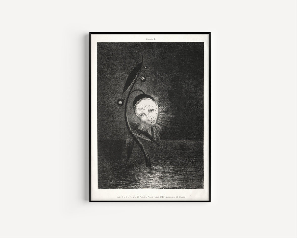Odilon Redon — Homage to Goya: The Marsh Flower, a Sad Human Head | Symbolist Art Print