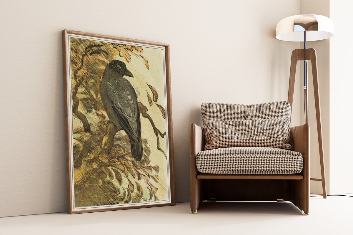 Theo van Hoytema — Hooded Crow on a Branch | Art Nouveau Print