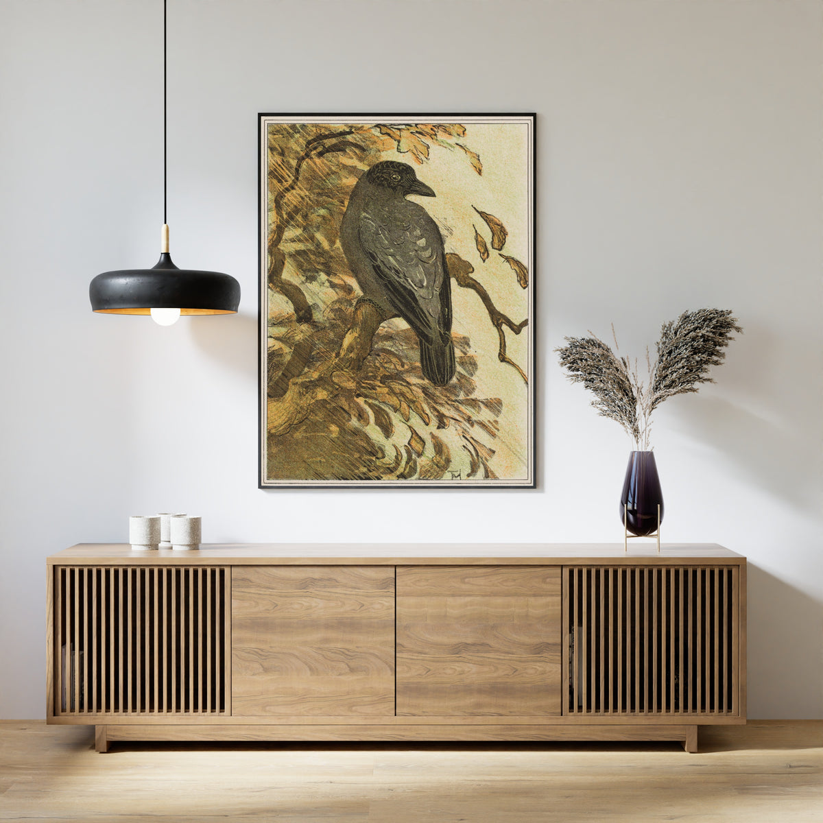 Theo van Hoytema — Hooded Crow on a Branch | Art Nouveau Print