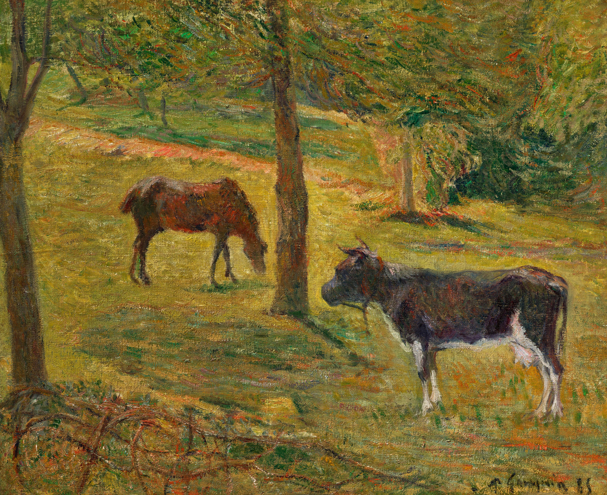 Paul Gauguin — Horse and Cow in a Meadow | Fine Art Print