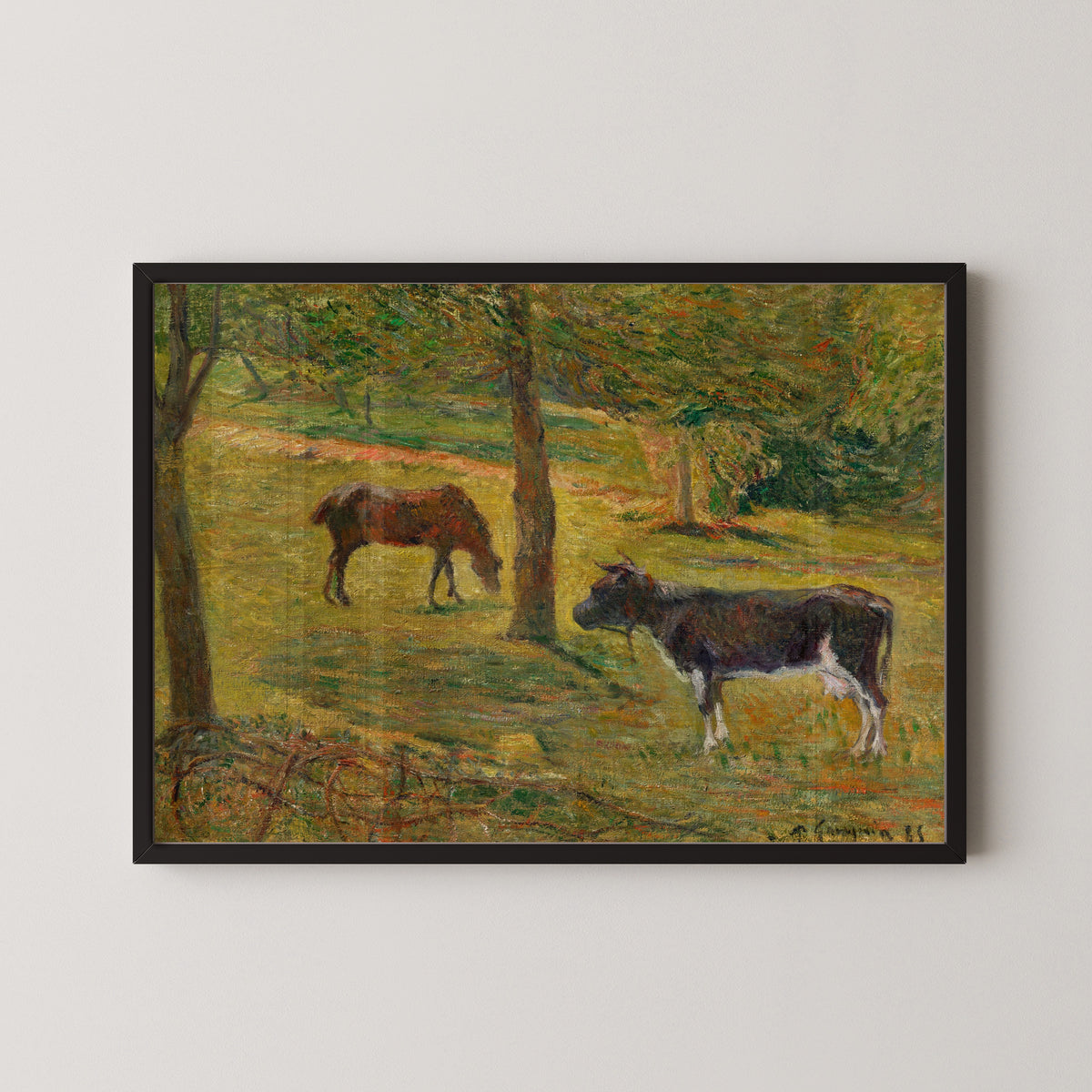 Paul Gauguin — Horse and Cow in a Meadow | Fine Art Print