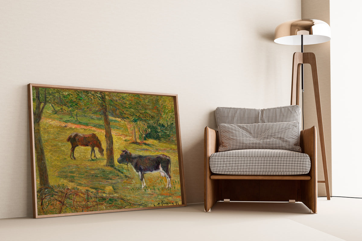 Paul Gauguin — Horse and Cow in a Meadow | Fine Art Print