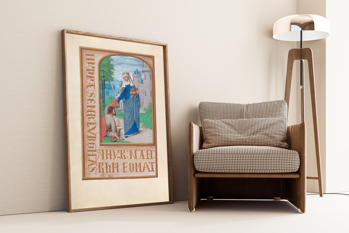 Master of the First Prayerbook of Maximilian — Hours of Queen Isabella the Catholic: St. Elizabeth of Hungary Clothing the Poor | Illuminated Manuscript Print