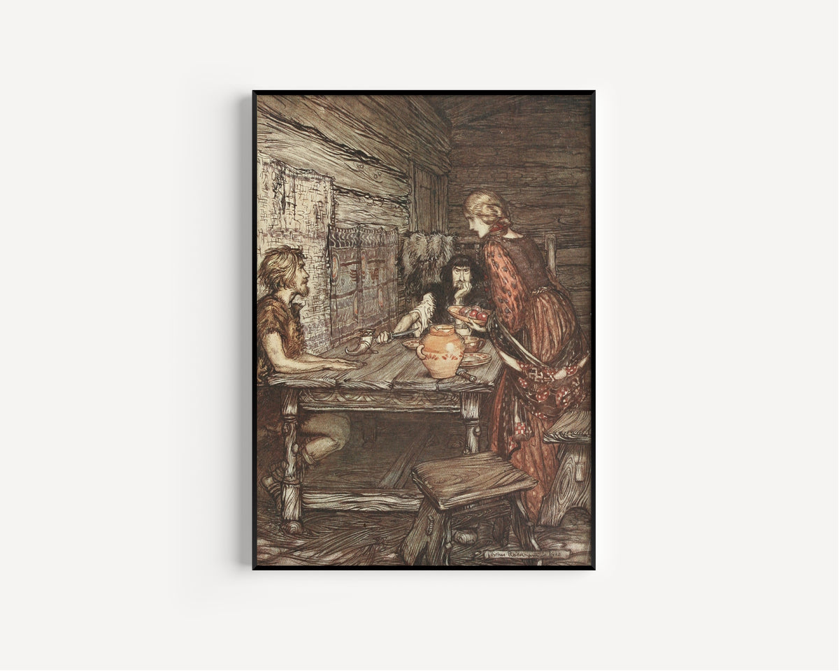Arthur Rackham — Hunding Discovers the Likeness Between Siegmund and Sieglinde | Wagner Illustration Print