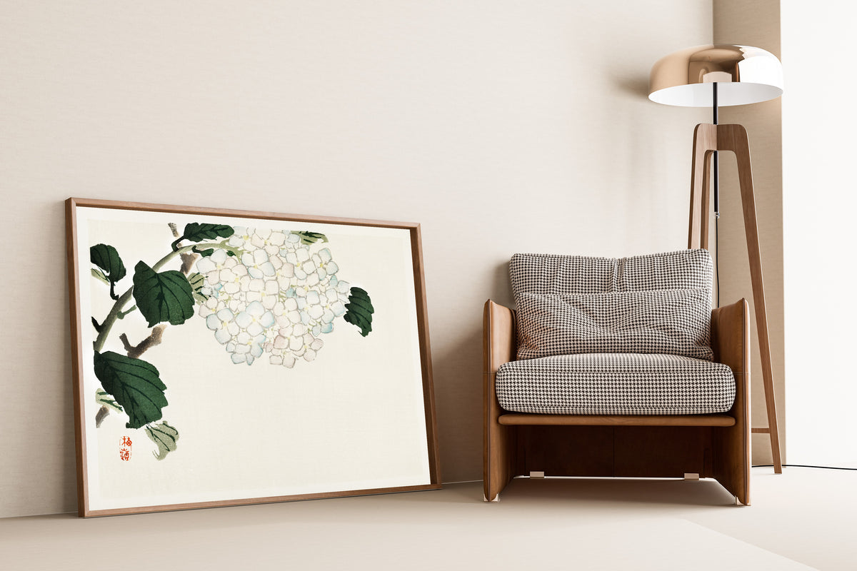Kōno Bairei — Hydrangea | Japanese Bird & Flower Woodblock Print