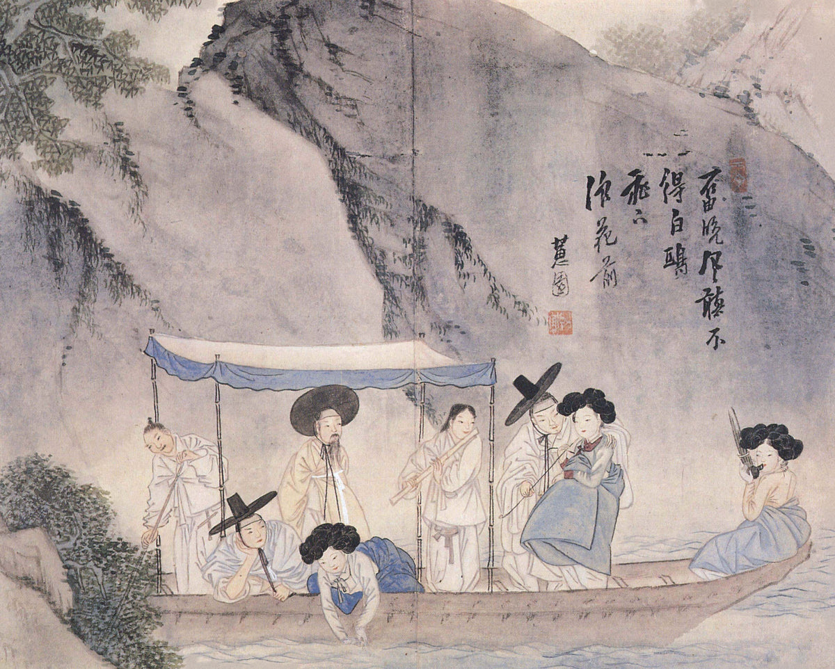 Sin Yun-bok (Hyewon) — Hyewon Genre Painting Album: A Boat Party on the Clean River | Korean Painting Art Print