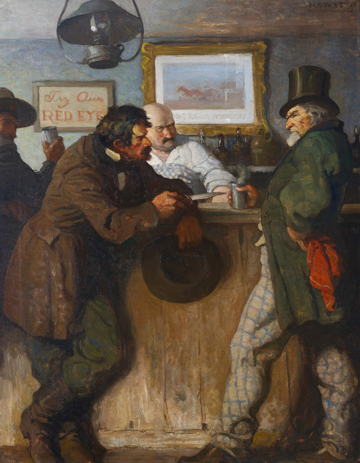 N. C. Wyeth — I ax yer parding, Mister Phinn—Jest drap that whisky-skin | Illustration Art Print