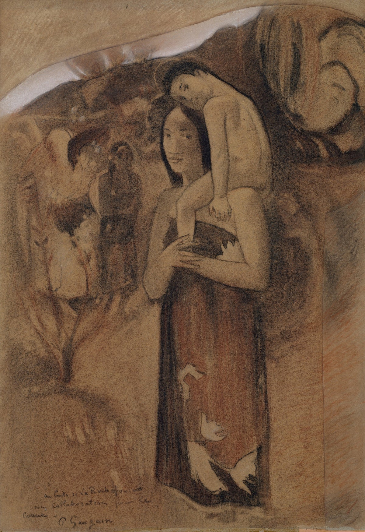Paul Gauguin — Ia Orana Maria (Hail Mary), Charcoal and Pastel | Fine Art Print