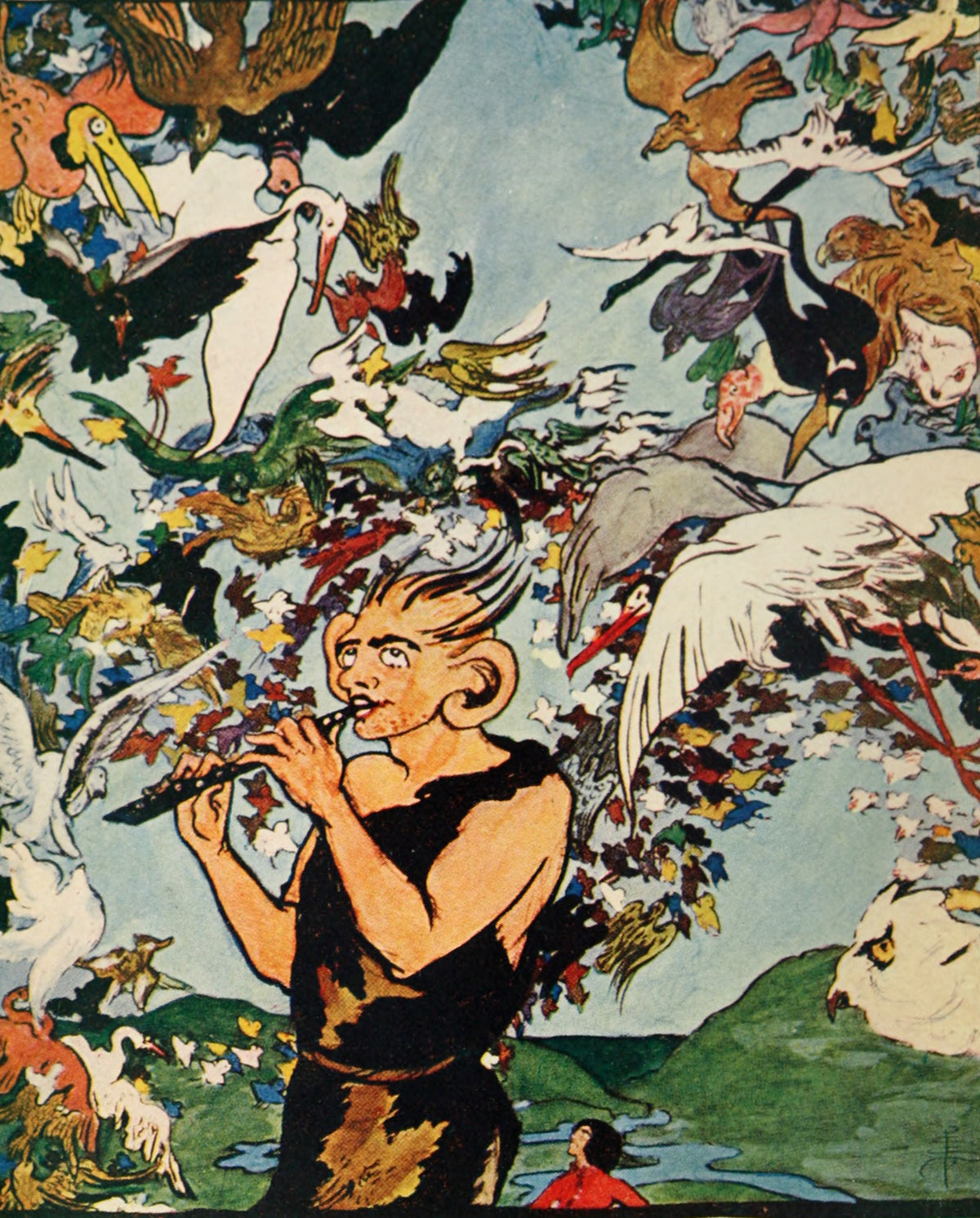 Pamela Colman Smith — In Chimney Corners: So the Giant Blew a Whistle | Fairy Tale Illustration Print