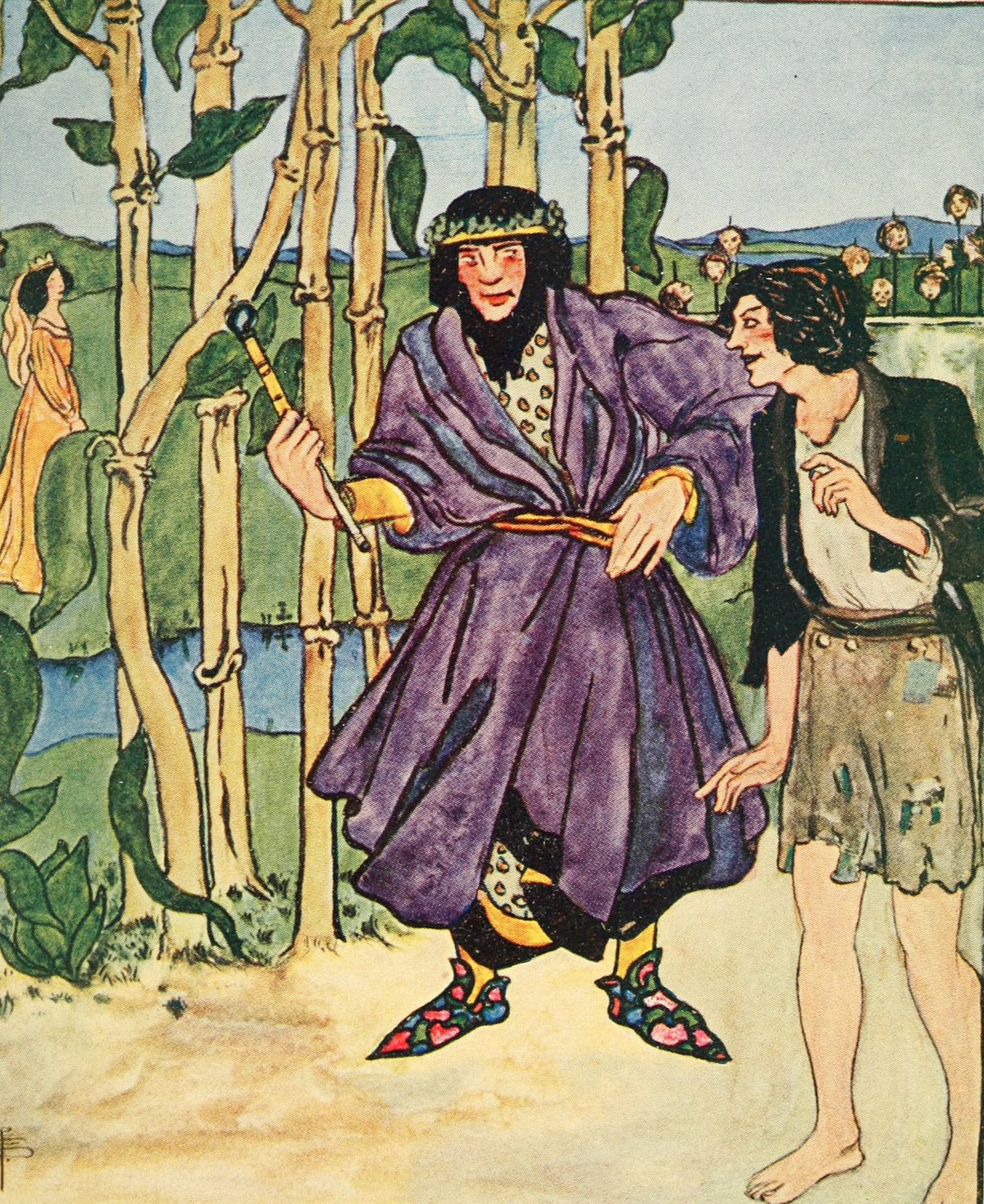 Pamela Colman Smith — In Chimney Corners: Ye Never Saw More Wonderful Beanstalks | Fairy Tale Illustration Print