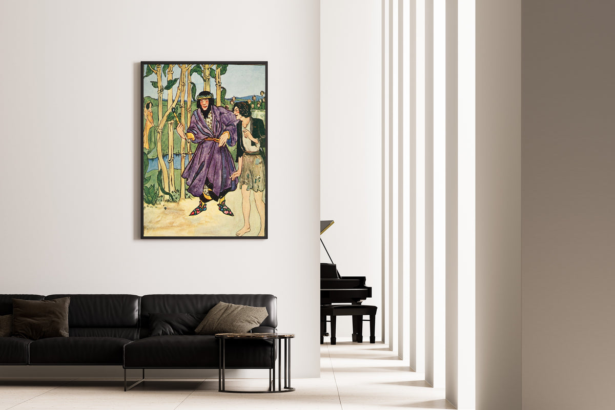 Pamela Colman Smith — In Chimney Corners: Ye Never Saw More Wonderful Beanstalks | Fairy Tale Illustration Print