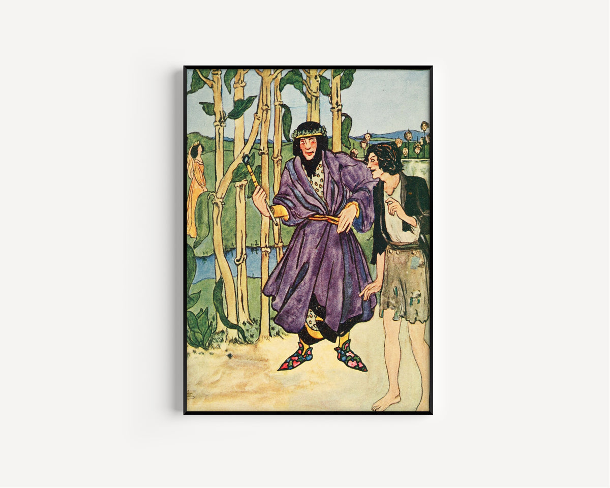 Pamela Colman Smith — In Chimney Corners: Ye Never Saw More Wonderful Beanstalks | Fairy Tale Illustration Print