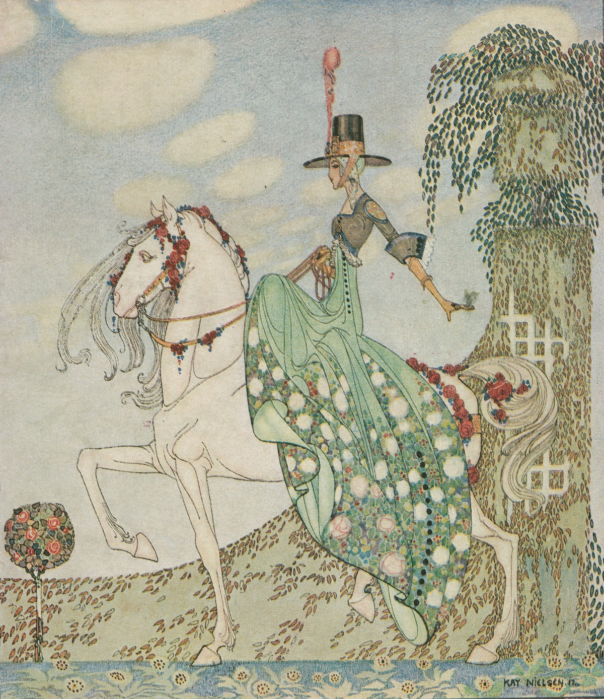 Kay Nielsen — In Powder and Crinoline: Princess Minon-Minette Rides Out into the World | Fairy Tale Illustration Print