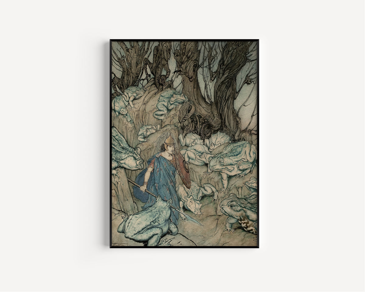 Arthur Rackham — In a Forked Glen He Was Surrounded by Giant Toads | Fairy Tale Illustration Print