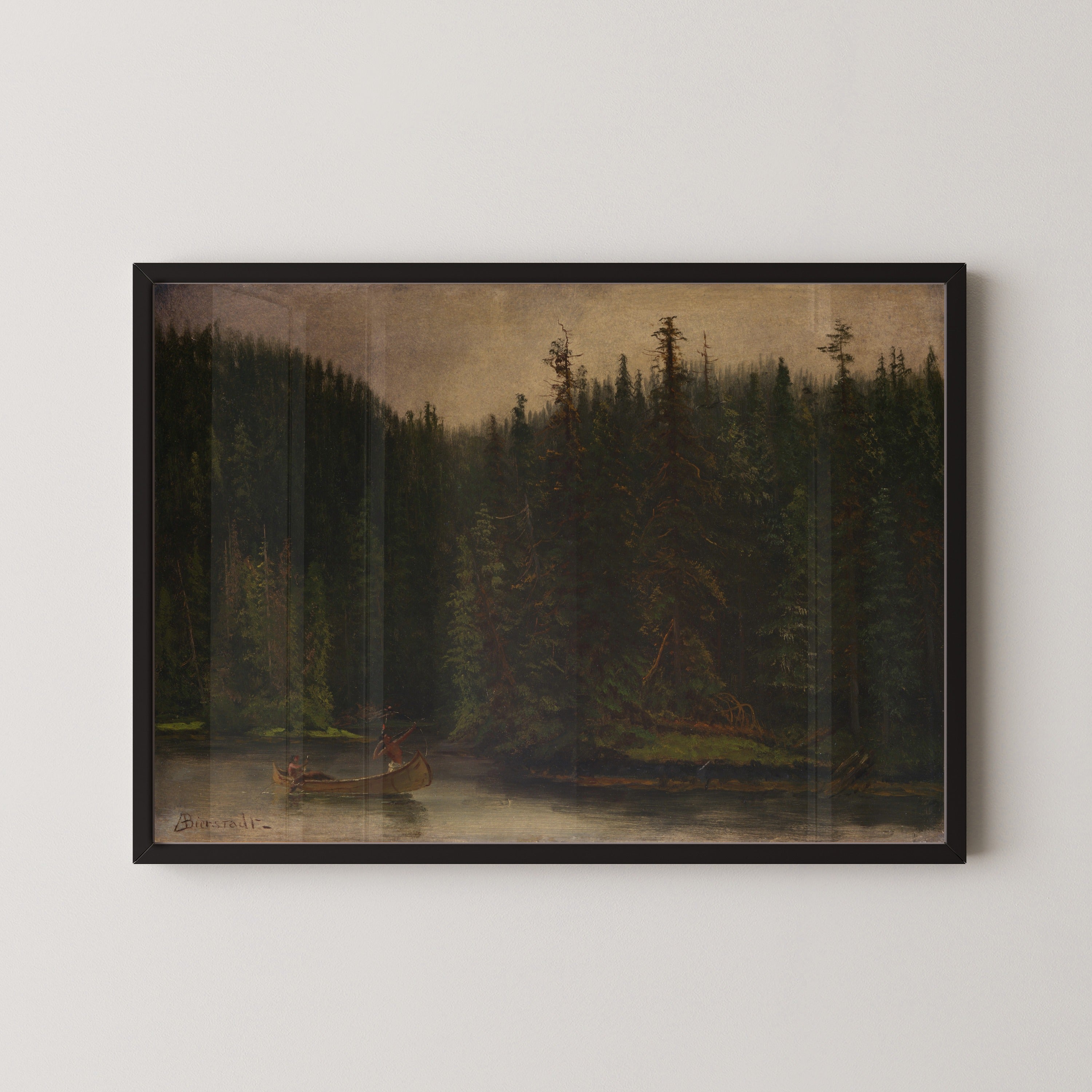 Albert Bierstadt — Indian Hunters in Canoe | Landscape Fine Art Print