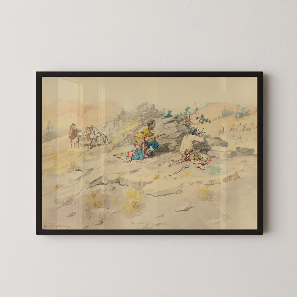 Charles M. Russell — Indians Stalking Elk | Western Art Print