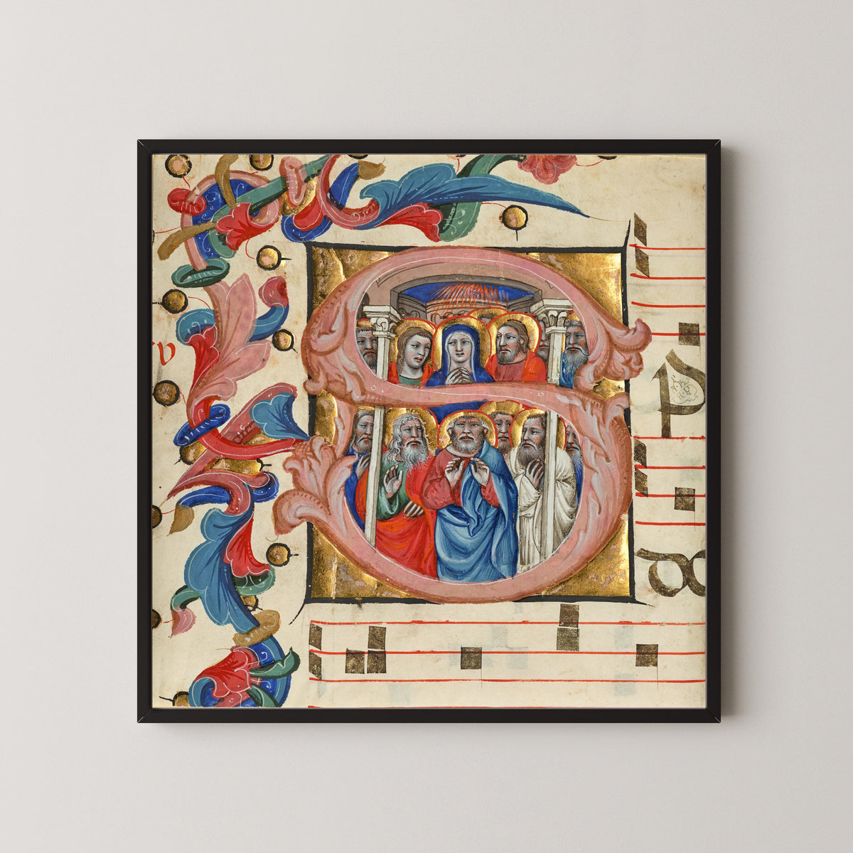 Niccolò di Giacomo da Bologna — Initial S: Pentecost | Illuminated Initial Print