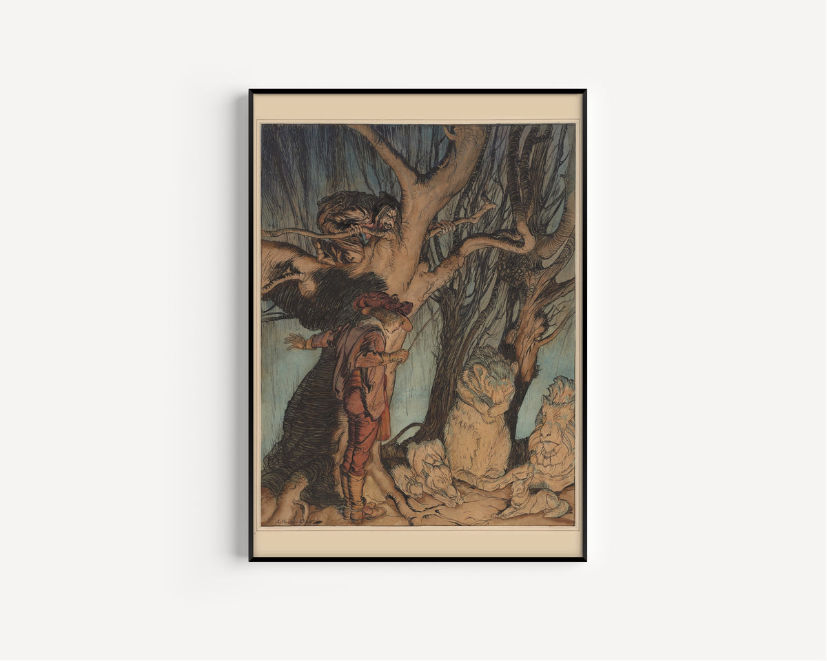 Arthur Rackham — Instantly They Lay Still, All Turned into Stone | Fairy Tale Illustration Print
