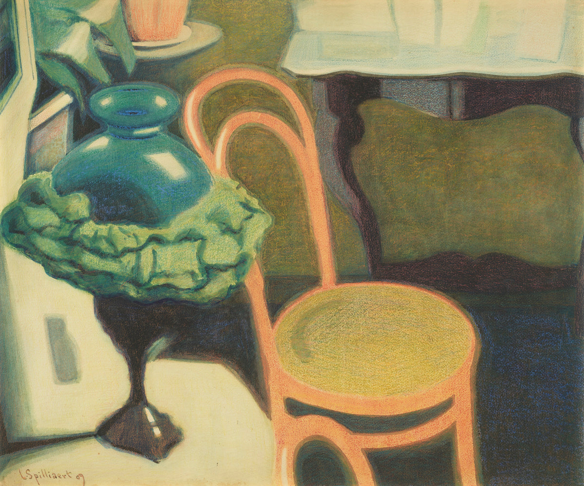 Léon Spilliaert — Interieur met stoel en opaallamp | Symbolist Art Print
