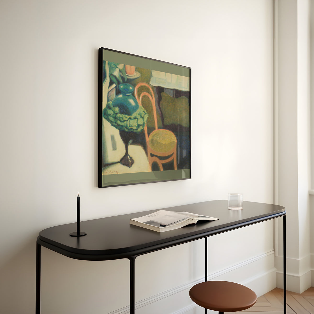 Léon Spilliaert — Interieur met stoel en opaallamp | Symbolist Art Print