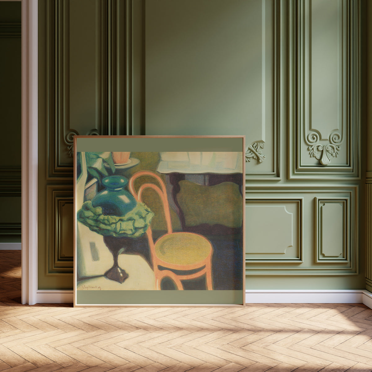 Léon Spilliaert — Interieur met stoel en opaallamp | Symbolist Art Print