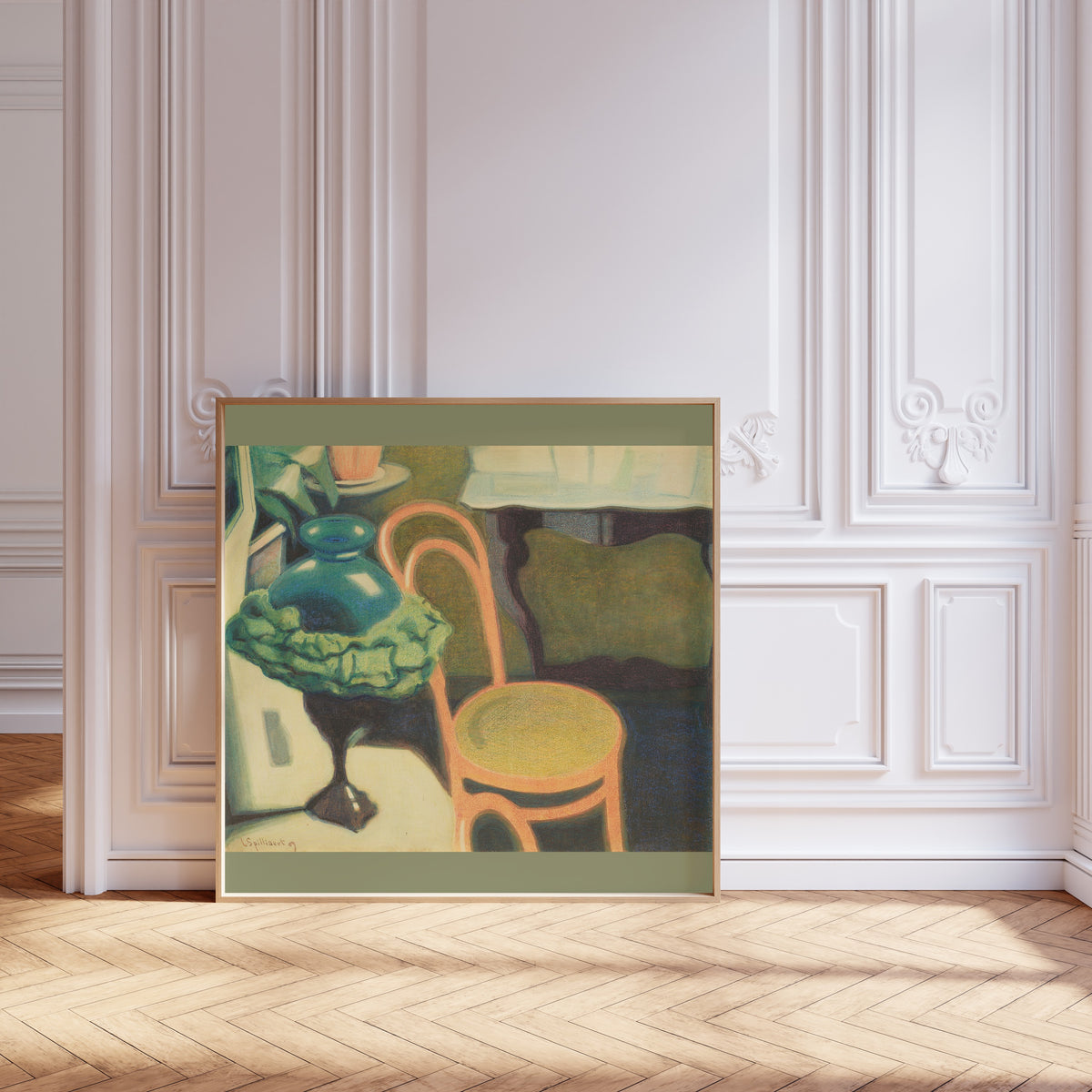 Léon Spilliaert — Interieur met stoel en opaallamp | Symbolist Art Print