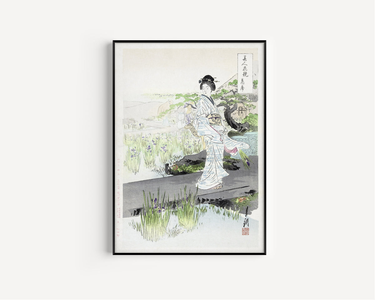 Ogata Gekkō — Iris Garden (1887–1896) | Japanese Woodblock Print (Ukiyo-e)