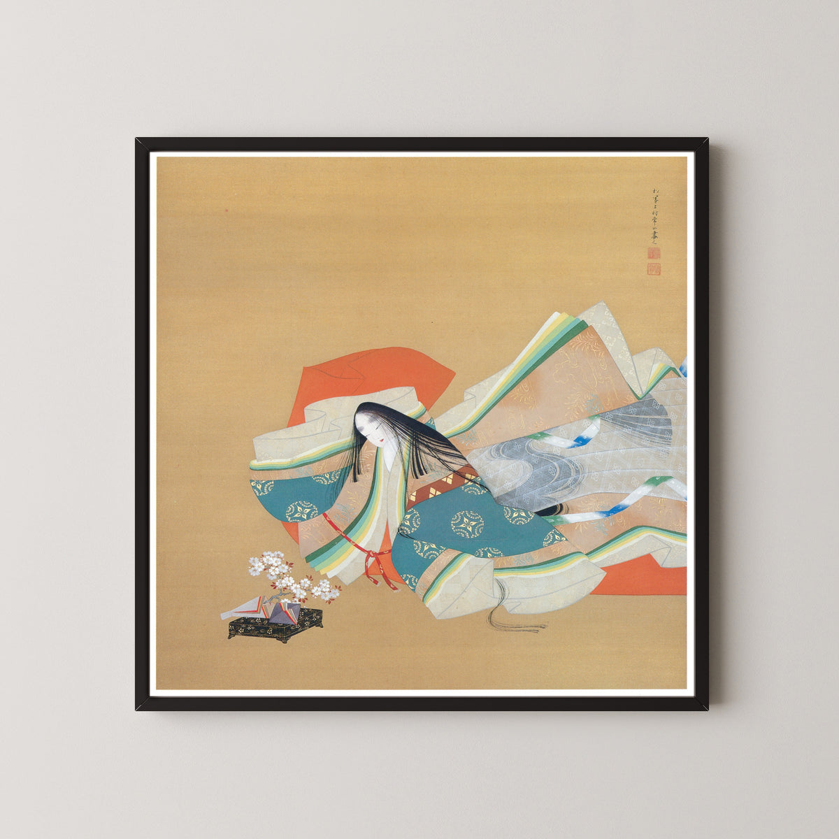 Ise no Taifu by Uemura Shōen — shown framed on a wall