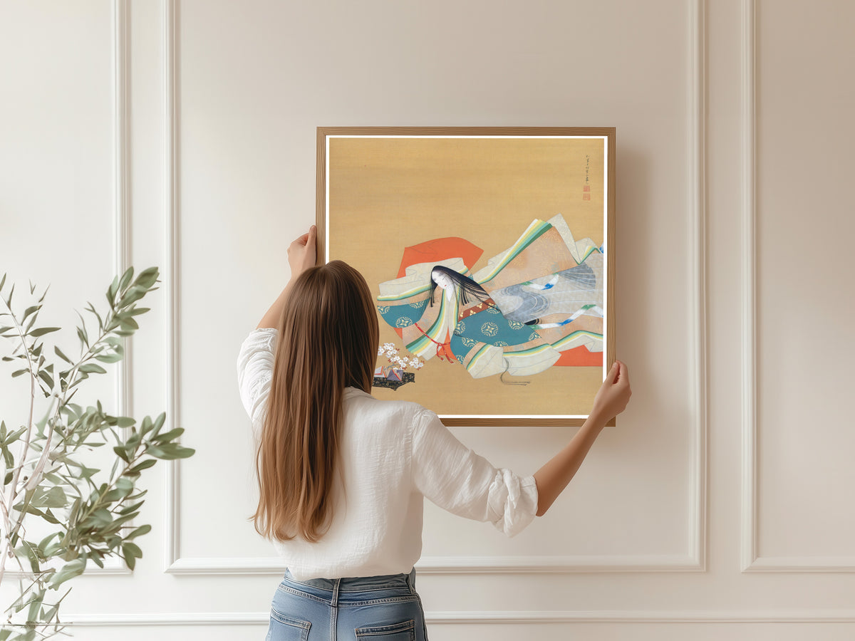 Ise no Taifu by Uemura Shōen — shown framed on a wall