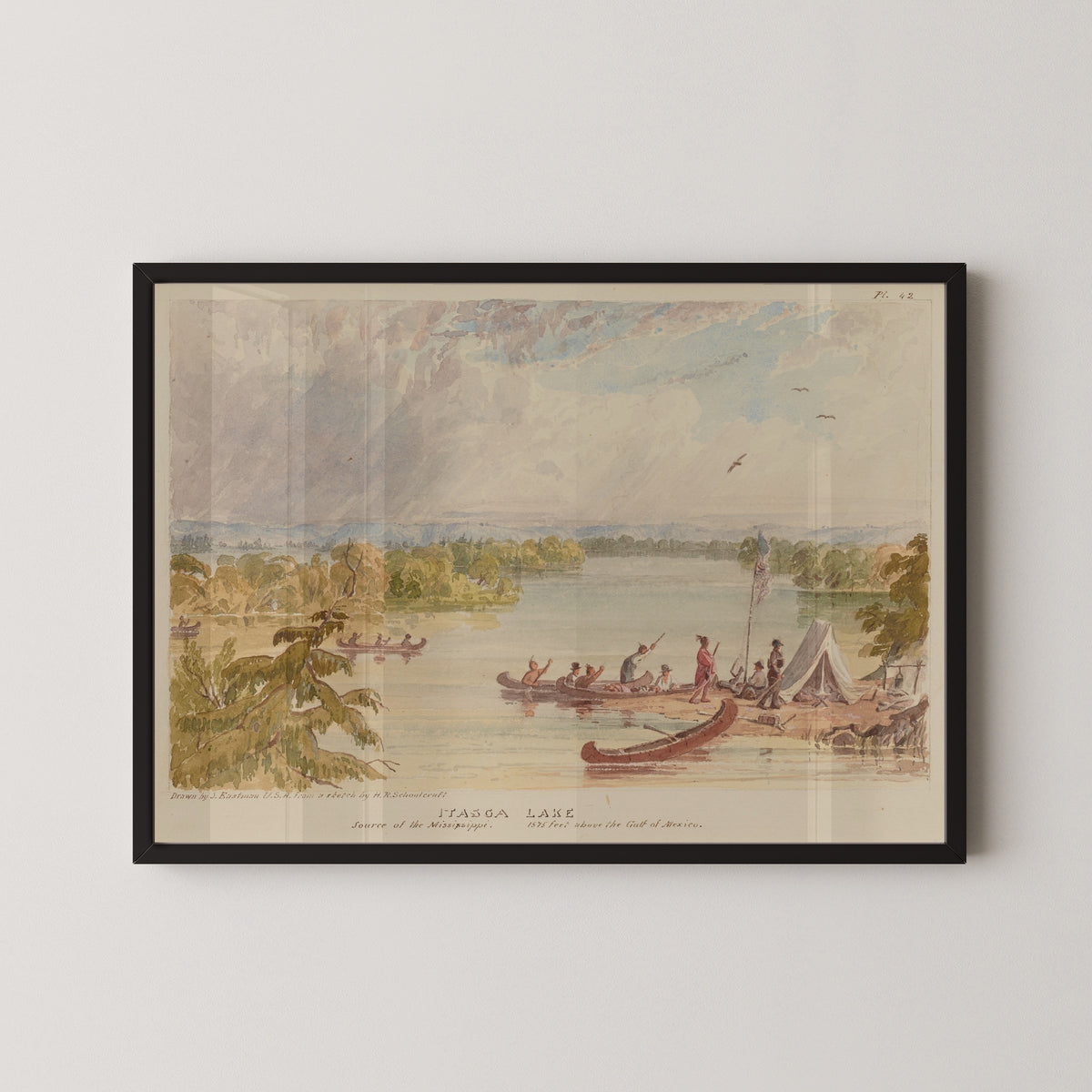 Seth Eastman — Itasca Lake, Source of the Mississippi, 1575 Feet above the Gulf of Mexico | Landscape Fine Art Print