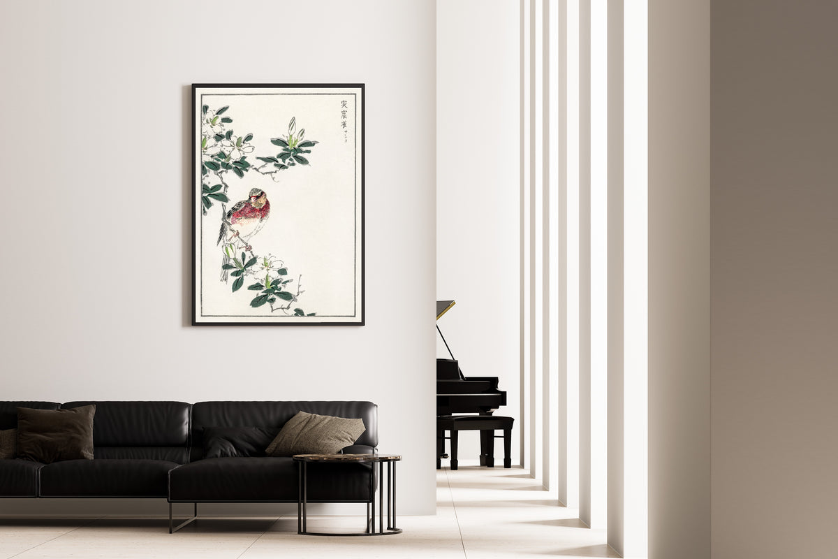 Numata Kashū — Japanese Long-tailed Rosefinch | Japanese Bird & Flower Woodblock Print